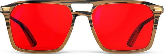 Goiteia Red Light Glasses for Sleep, Dual AR Coatings, Retro 70s Red Glasses Blue & Green Light Blocking for Better Sleep