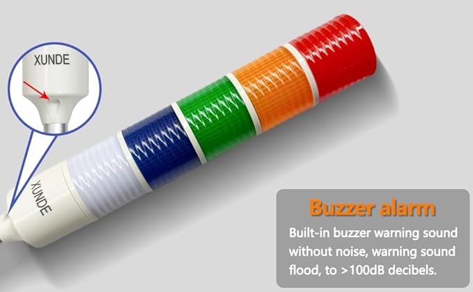LED Warning Lights XUNDE Multi-Layer Industrial Signal Light 5 Colors Alarm Lights Machine Equipment Indicator Lamp 24V DC (5-Layer)