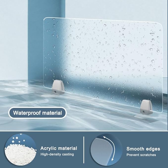 Desk Privacy Panel, Freestanding Frosted Desk Divider, Acrylic Office Partition 23.6”x19.7”, Portable Shield Boards Reduces Distractions for Classroom