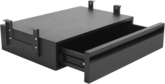 POPMOON 18 Inch Under Desk Drawer,Adjustable Height,Under Desk Drawer Slide Out for Office & Home, Metal Storage Drawer with Cable Management,Matte Black