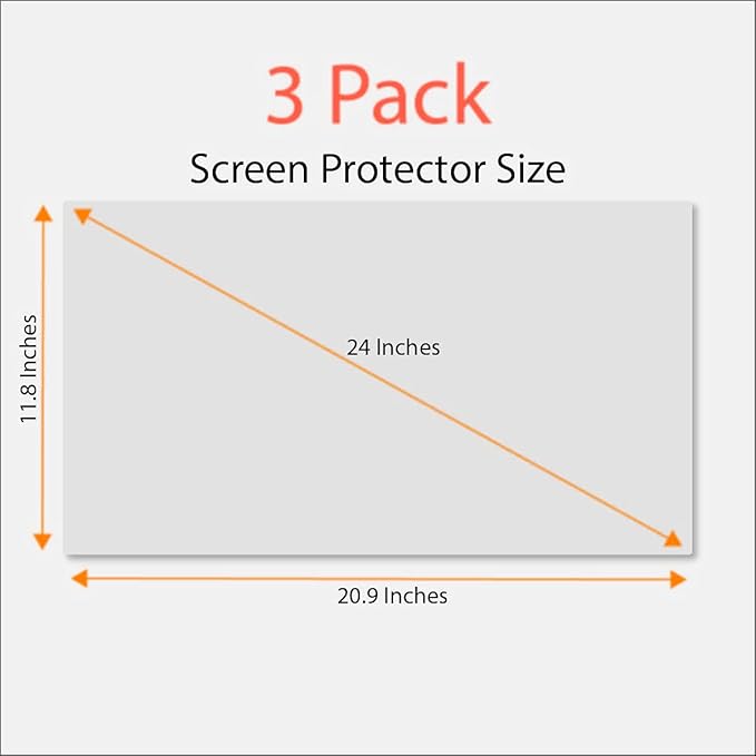 Anti-Glare and Anti Finger Print Screen Protector (3 Pack) for 24 Inches Widescreen Desktop Monitor