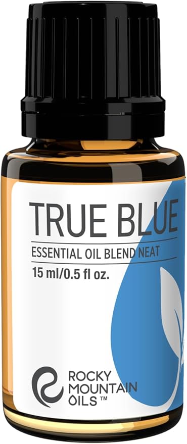Rocky Mountain Oils True Blue Essential Oil 15ml - Pure Aromatherapy Blend with Wintergreen, Peppermint, Helichrysum, Blue Tansy & Spruce | Diffuser Ready | Refreshing Aroma for Home & Office