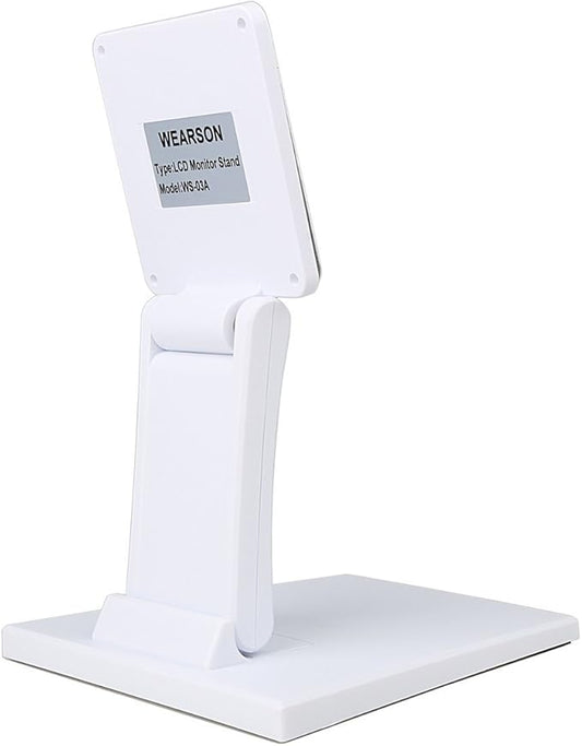 Single Adjustable LCD Monitor Stand Mount Folding VESA Monitor Desk Stand with VESA Hole 75x75mm 100x100mm (White)