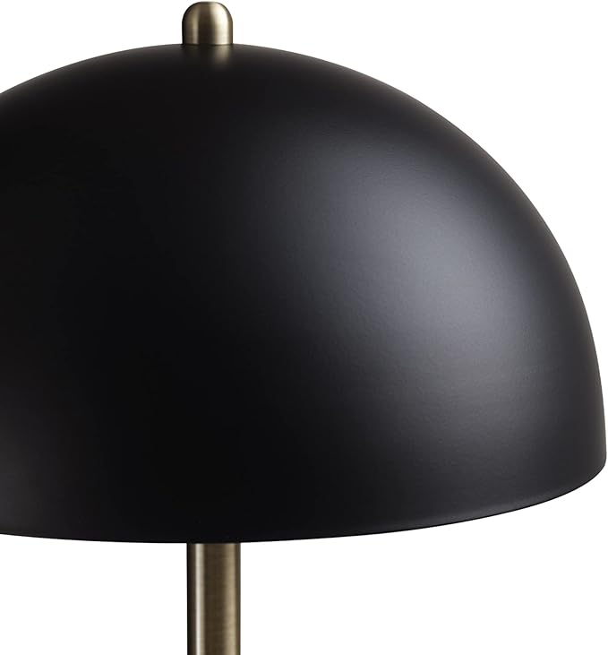 GLOBE Electric 52938 15" Desk Lamp, Matte Black Shade, Brass Accents, in-Line On/Off Rocker Switch, Modern Lighting for Bedroom, Office, Home Decor, E26 Base, Bulb Not Included, Timeless Lights