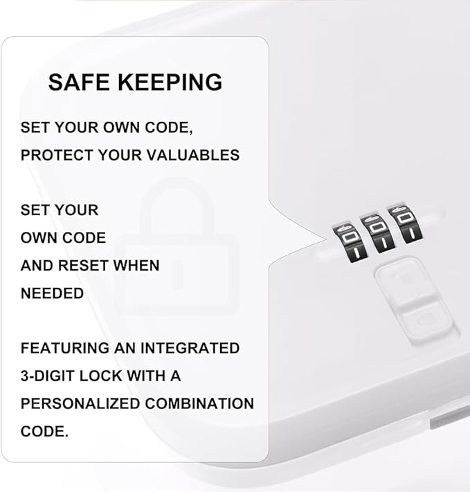 Clear Lockable Storage Box with Combination Lock - Heavy Duty Medicine,Food,Snack & Electronics Organizer Jar,Childproof Phone Jail,Gaming Device Lockbox Container Tank,Self Control Prize Bin (White)