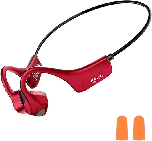 Headset Open Ear Headphones - IPX5 Waterproof Bluetooth Bone Conduction Headphone Wireless Earphones, Type-C Charging, Long Battery Life, 25g Lightweight Red