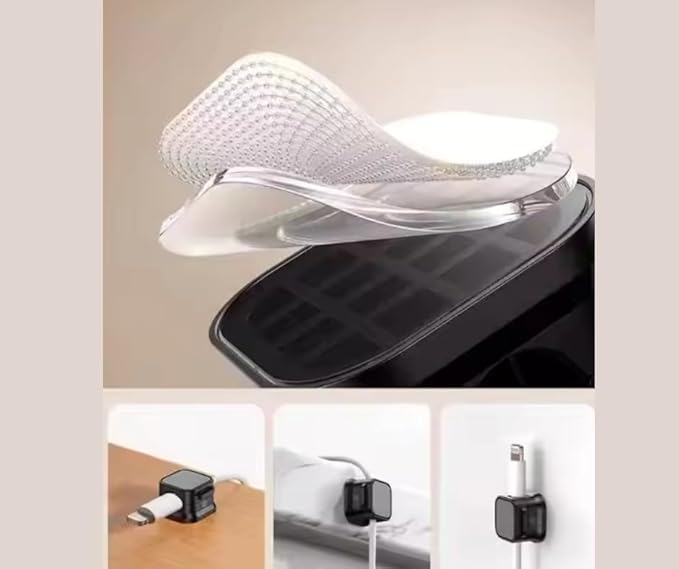 12-Pack Adhesive Cord Holders, Smooth & Adjustable Cable Clips for Desk Management, Wire Holder & Keeper, Cord Organizer for Home, Office, Desk, Phone, Car, Wall, Desktop, Nightstand (White)