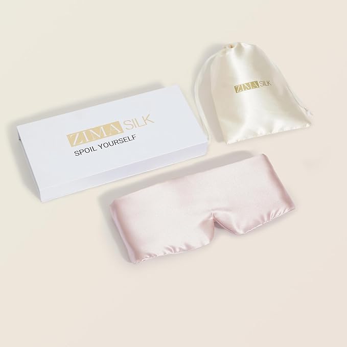 ZIMASILK 100% 22 Momme Mulberry Silk Sleep Mask - Full Silk Filled, Ultra-Soft & Breathable, Face-Hugging Blackout Eye Cover for Sleeping (Pink)