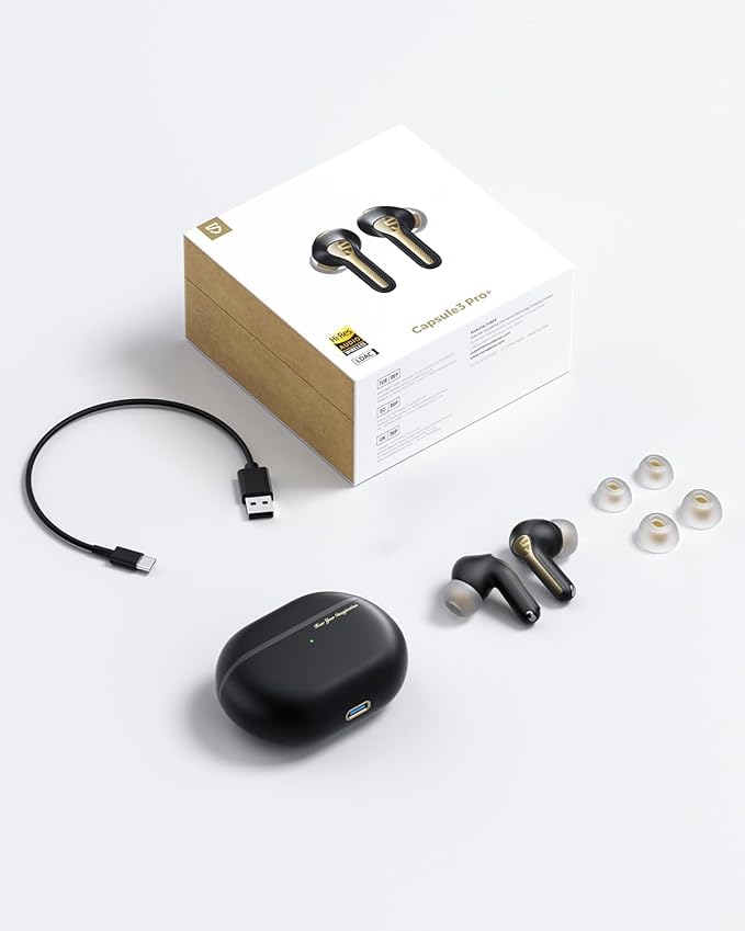SoundPEATS Capsule3 Pro+ Wireless Earbuds, Adaptive Noise Cancelling Bluetooth Headphones Hi Res HiFi Stereo Sound with xMEMS Speaker, True Wireless ANC Earphones & LDAC, 6 Mic 43H Playtime