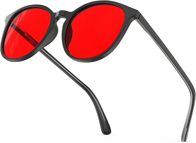 Bloomoak 99% Orange Blue Light Blocking Glasses,Retro Trendy Round Style,Relieve Eye Fatigue,Improve Sleep For Screens/Games