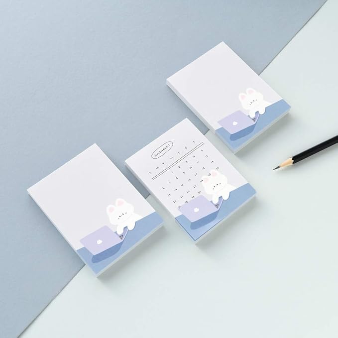 Monolike Memopad Gureum's Daily Life design SET - 4 Packs, 4 Different Designs, 100 Sheets Per Pad, Total 400 Sheets, Note pads, Writing pads