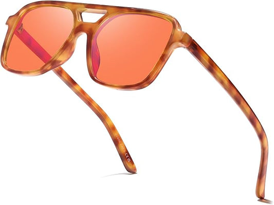 SODQW Gaming Blue Light Blocking Glasses for Men Women Reduce Eyestrain Orange Aviator Eyeglasses for Computer TV