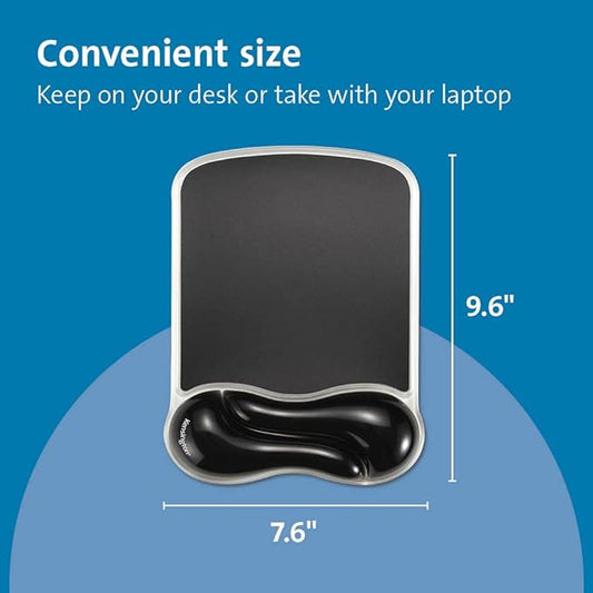 Kensington Duo Gel Wave Mouse Pad & Wrist Rest - Black,Medium (K62413WW)