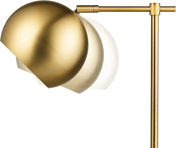 GLOBE Electric 52915 Molly 18" Desk Lamp, Matte Brass, Black Fabric Cord, in-Line On/Off Rocker Switch, Title 20 LED Bulb Included