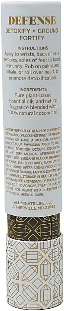 Essential Oil Rollerballs, .34 OZ, Defense - Smoky Quartz Crystal Infused - Scents of Frankincense, Neroli, & Sage - Aromatherapy Roll On Oils, Skin Care, Massage