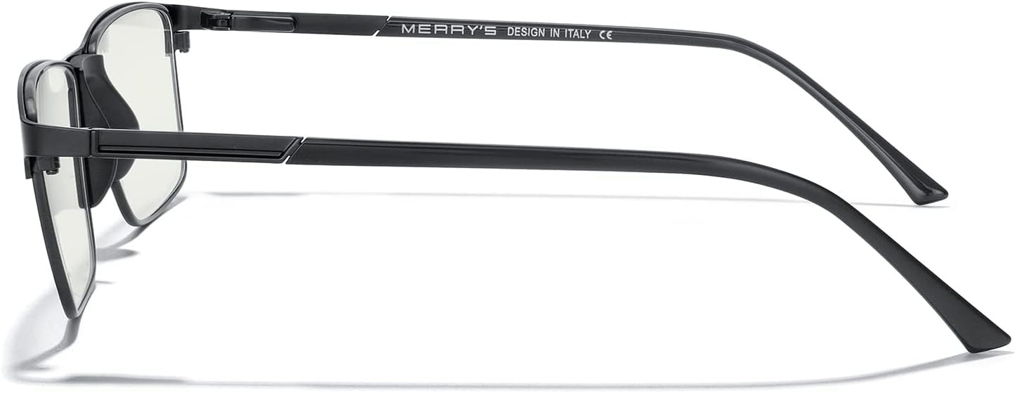 MERRY'S Fashion Blue Light Blocking Glasses - Reading Glasses Metal Frame Spring Hinge Readers for Men Eyeglasses