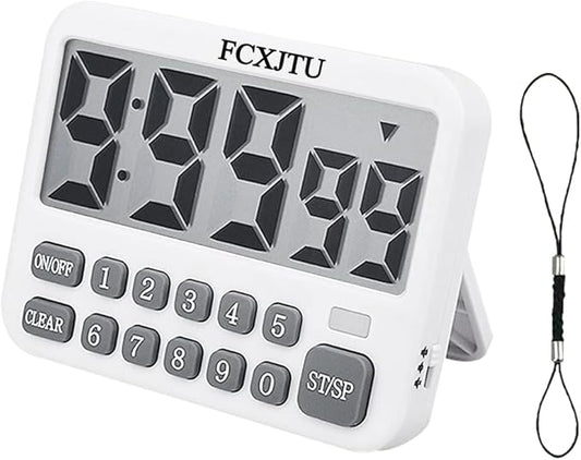 FCXJTU Digital Kitchen Timer, Large Display Countdown/Up Timer with Digits Directly Input, Fast Setting, Loud Alarm, ON/Off, Magnetic Back Stand for Cooking, Baking, Study
