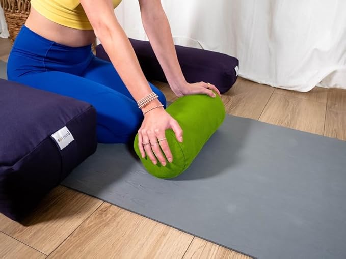 Sol Living Yoga Bolster Pillow for Restorative Meditation - 100% Cotton Cylindrical Cushion with Washable Cover for Balance Support in Asana Poses
