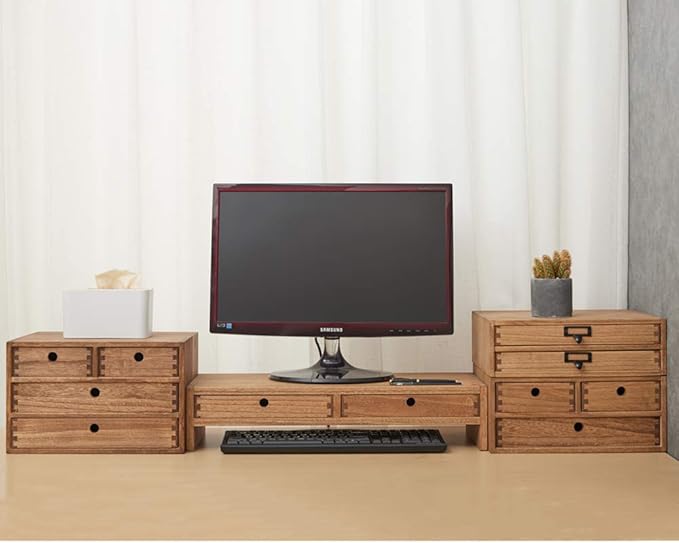 Kirigen Wood Desktop Storage Cabinet/Workspace Document Office necessity Organizer with 4 Drawers/Home,office Letter Mail Sorter with 3 levels/Hold Makeup Box (BR, 3-layer &4 drawers) Dark brown