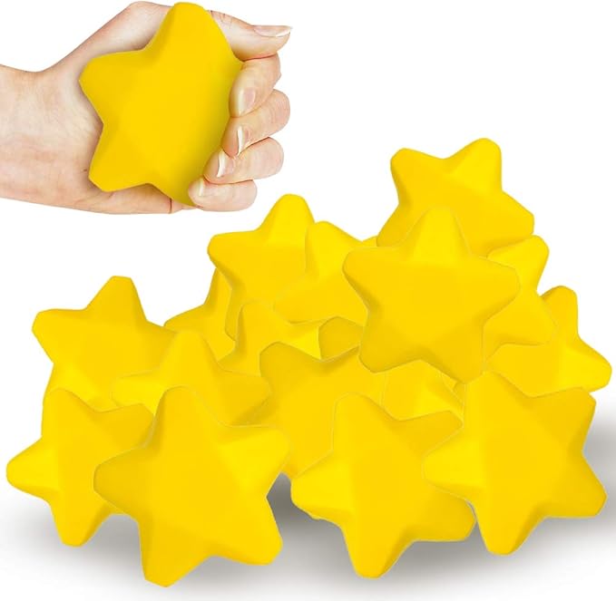 ArtCreativity 12 Pack Star Squishy Stress Balls - 3 Inch Spongy Squeeze Toys Yellow Stress Stars - Kids & Adults, Stress Relief, Party Favors, Easter Goodie Bag Stuffers,Squishy Fidget Toys, Foam Ball