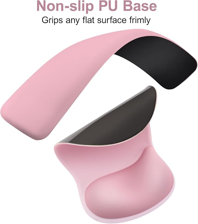 MOSISO Wrist Rest Support for Mouse Pad&Keyboard Set, Ergonomic Mousepad with Concave Curved Memory Foam, Non-Slip Base Pain Relief Comfortable Rectangular Easy Typing Pad for Home/Office, Pink