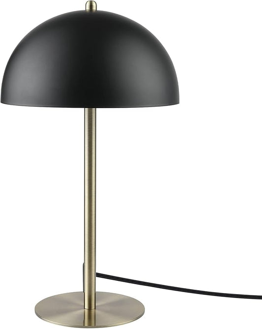 GLOBE Electric 52938 15" Desk Lamp, Matte Black Shade, Brass Accents, in-Line On/Off Rocker Switch, Modern Lighting for Bedroom, Office, Home Decor, E26 Base, Bulb Not Included, Timeless Lights