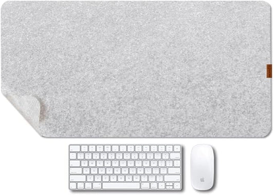 Bright Stone Felt Desk Mat,Non-Slip Mouse Pad, 35.4"x15.7" Office Supplies Desk Protector, Desk Accessories for Home and Office (Light Gray)