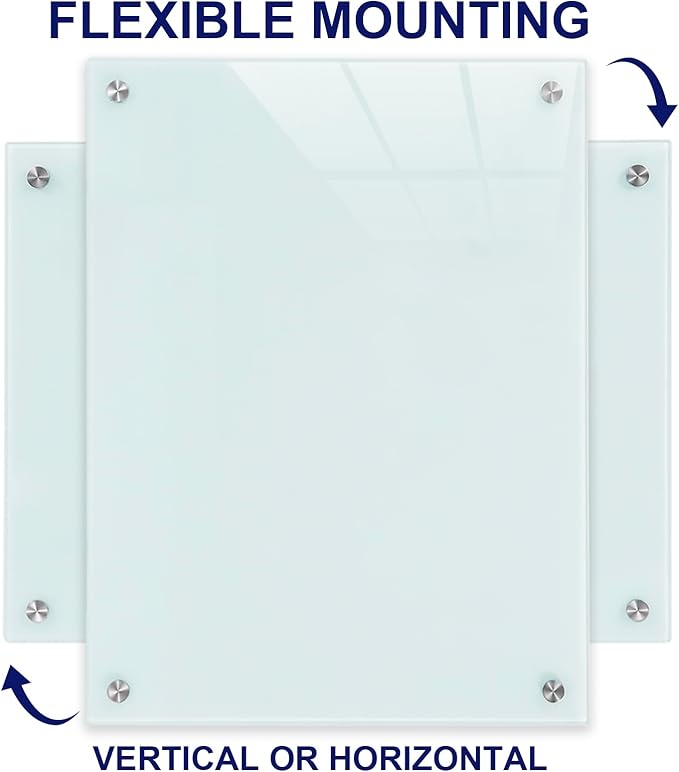 Magnetic Dry Erase Glass WhiteBoard - Frameless Wall Mounted Glass White Board for School Teaching Office Meeting 24"x36"