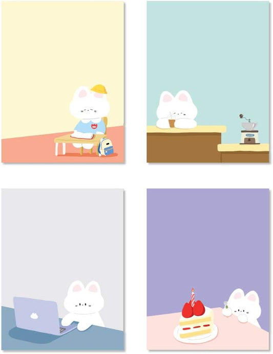 Monolike Memopad Gureum's Daily Life design SET - 4 Packs, 4 Different Designs, 100 Sheets Per Pad, Total 400 Sheets, Note pads, Writing pads