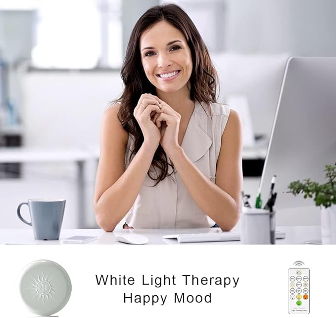 McDen Light Therapy Lamp,UV-Free 10000 Lux,with Green Light and White Light Therapy, 20 Adjustable Brightness Levels and 4 Timer Function (GLD-MM77)