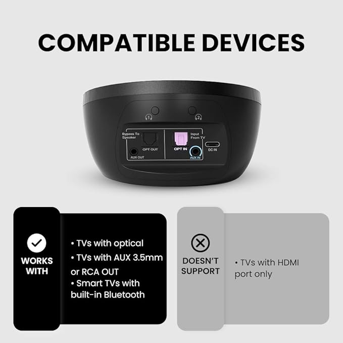 Avantree Medley Air - Wireless Earbuds for TV Listening with Clear Dialogue, Open-Ear Design for Surrounding Awareness, Bluetooth Transmitter & Headphones Charging Dock 2 in 1, Soundbar Passthrough