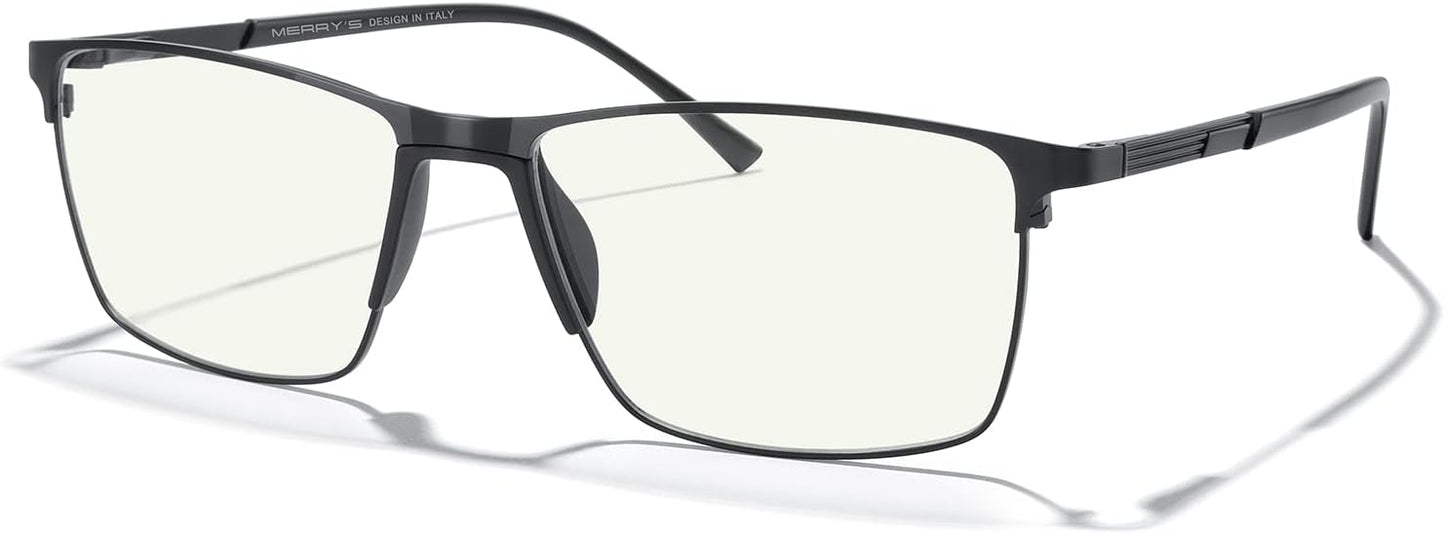 MERRY'S Fashion Blue Light Blocking Glasses - Reading Glasses Metal Frame Spring Hinge Readers for Men Eyeglasses