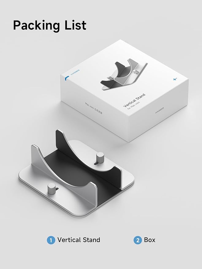 Hagibis Vertical Stand for Mac Mini M4, Aluminum Alloy Laptop Stand Anti-Slip Computer Holder Desktop Stand Compatible with M4 Chip Mac Mini Pro