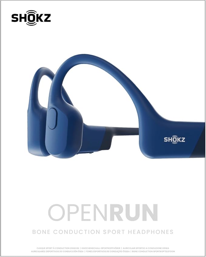 SHOKZ OpenRun (AfterShokz Aeropex) - Open-Ear Bluetooth Bone Conduction Sport Headphones - Sweat Resistant Wireless Earphones for Workouts and Running - Built-in Mic, with Headband