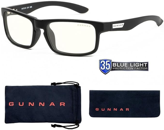 GUNNAR - Premium Gaming and Computer Glasses - Blocks 35% Blue Light - Enigma, Onyx, Clear Tint
