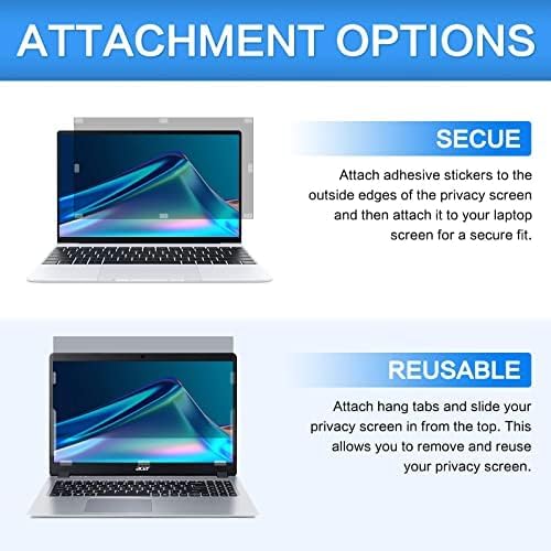 ZOEGAA 14 Inch Laptop Privacy Screen Filter, for 16:10 Widescreen Monitors -Dell HP Acer Samsung Lenovo ASUS Toshiba, Removable Privacy Screen Anti-Peeping, Anti Blue Light Blocking and Anti Glare