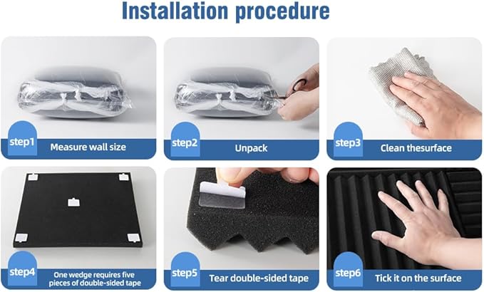 100 Pack Acoustic Foam Panels, Premium Sound Proof Foam Panels Black, Soundproof Wall Panels,High Density Acoustic Panels,Sound Absorbing for Studio Office Home, 12 x 12x 1Inch