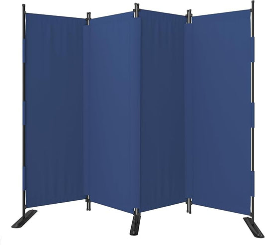 Room Divider, 4 Panel Upgraded Folding Privacy Screen, 88” Highly Secretive Separation with 3 Metal Feet, Partition Screen, Lightweight Freestanding Wall Divider Bedroom (Blue)