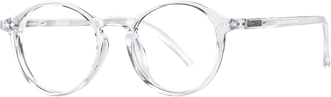 Blue Light Blocking Glasses Round Retro Computer Gaming Glasses Women Men UV Protection AB3303 (Clear)