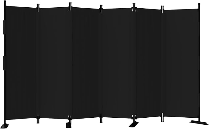 Room Divider, 6 Panel Upgraded Folding Privacy Screen, 132” Highly Secretive Separation with 4 Metal Feet, Partition Screen, Lightweight Freestanding Wall Divider Bedroom (Black)