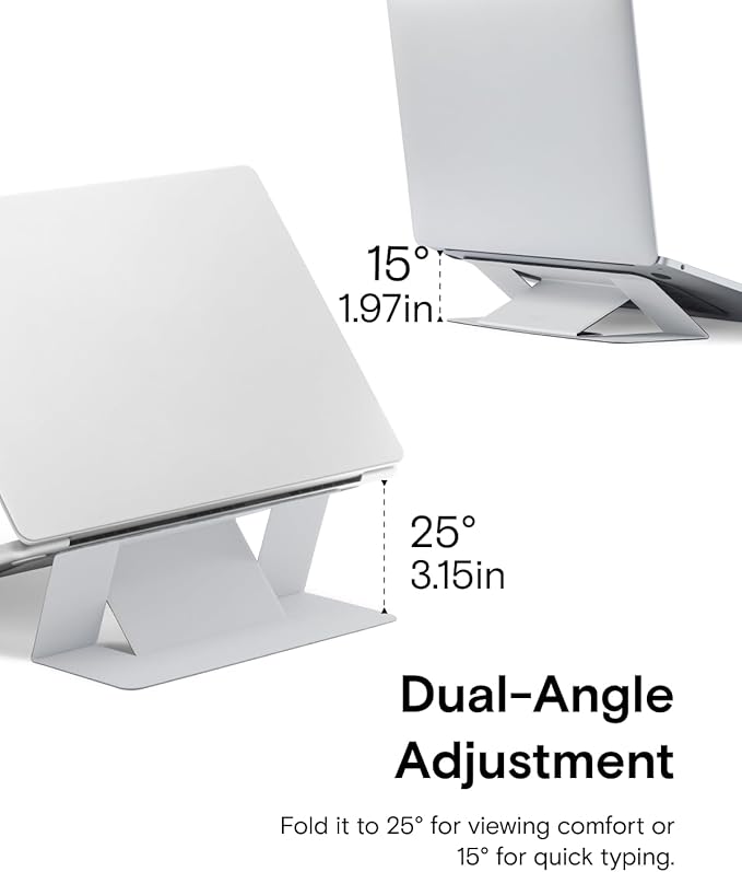 MOFT Laptop Stand for Desk, Adhesive MacBook Computer Stand with 2 Adjustable Viewing Angles, Foldable and Portable Laptop Riser Compatible with 11"-16" Laptops, Misty Cove(Adhesive Version)