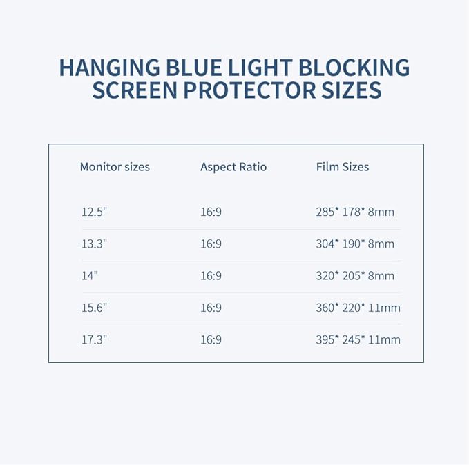 HXBER Laptop Screen or Hanging Blue Light Blocking Anti-UV High-Transmittance Film for 14'' Laptop with 16:9 Aspect Ratio