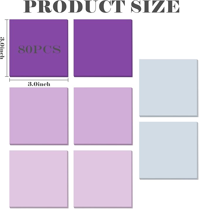 BAYTORY 640 Sheets Pop Paper Up Sticky Notes, 3 x 3 Inches, Self-Sticky Note Pads, Purple Gradient Sticky Pads, Memo Pads for School Office Home Desk Accessories (Purple Series)