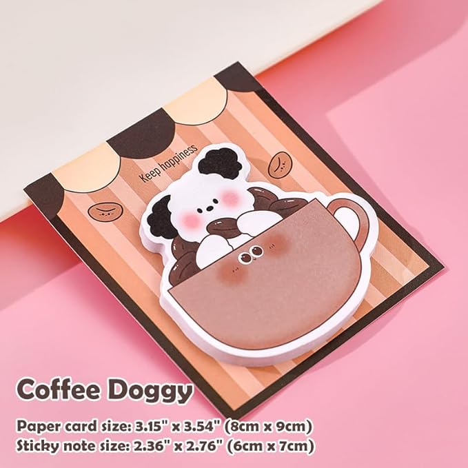 4 Cute Reusable Funny to Do List Dog Stick Post Note Pads Bread Dog, Coffee Dog, Candy Dog, Strawberry Dog, 30 Sheets/Pad, for Office Home School
