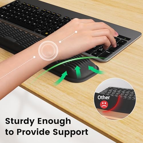 MEKASS Ergonomic Wrist Rest for Keyboard and Mouse, Soft Memory Foam Keyboard Wrist Rest Set with Non-Slip Silicone Base, Easy Typing, Pain Relief, Comfort for Office, Work, Gaming (White)