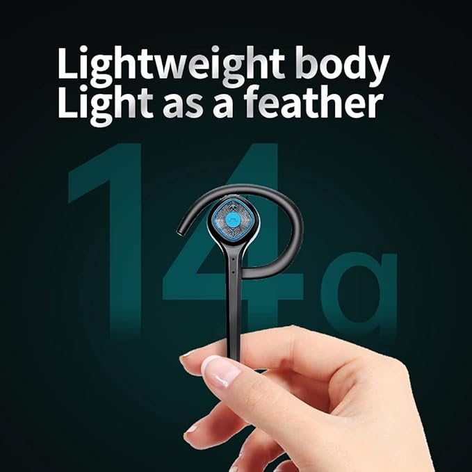 AYI Wireless Bluetooth Earpiece Headphone Dual Noise Cancelling Mic Painless Open-Ear Handsfree Headset Stereo Sound Left/Right Changeable Earhook Earphones for Driving/Business/Gym