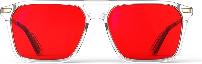 Goiteia Red Light Glasses for Sleep, Dual AR Coatings, Retro 70s Red Glasses Blue & Green Light Blocking for Better Sleep