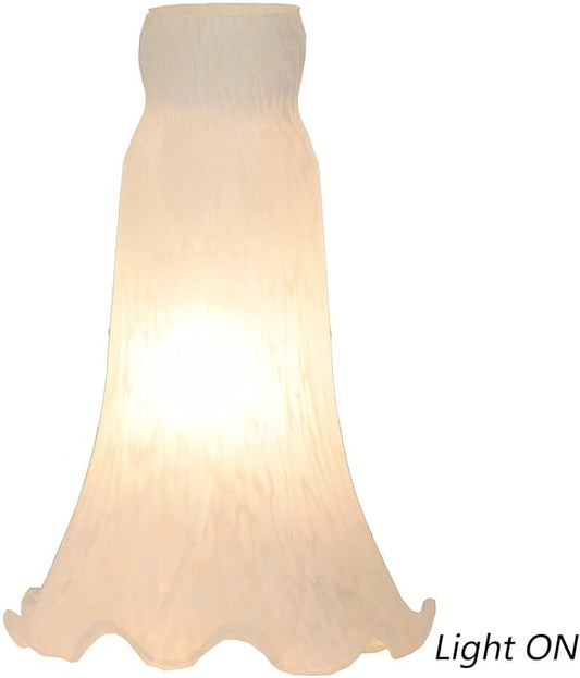 Bieye LS10 Lily Flower Blown Glass Lampshade (White, Opening I.D. 1.26" x O.D. 1.5")
