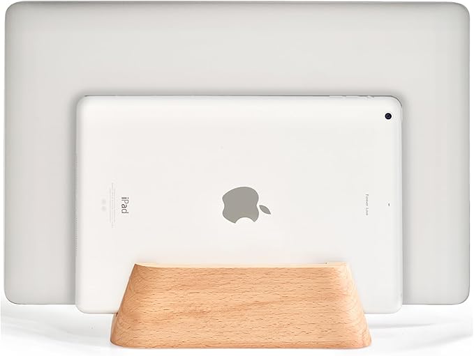 ACODE Wood Vertical Laptop Stand, Laptop Holder for Desk Compatible with MacBook Pro Air Surfaces,Laptops Storage Rack Slot Thickness 0.59" to 0.71"，Vertical Laptop Stand 2 Slots for max 2 Devices