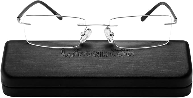 FONHCOO Blue Light Blocking Reading Glasses Anti Blue Ray Unisex Lightweight Rimless Frameless Computer Glasses